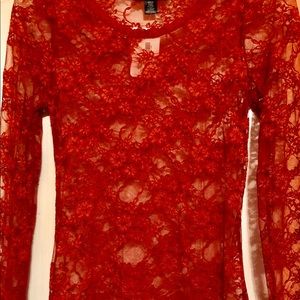 BEAUTIFUL DEEP ORANGE LACE TOP